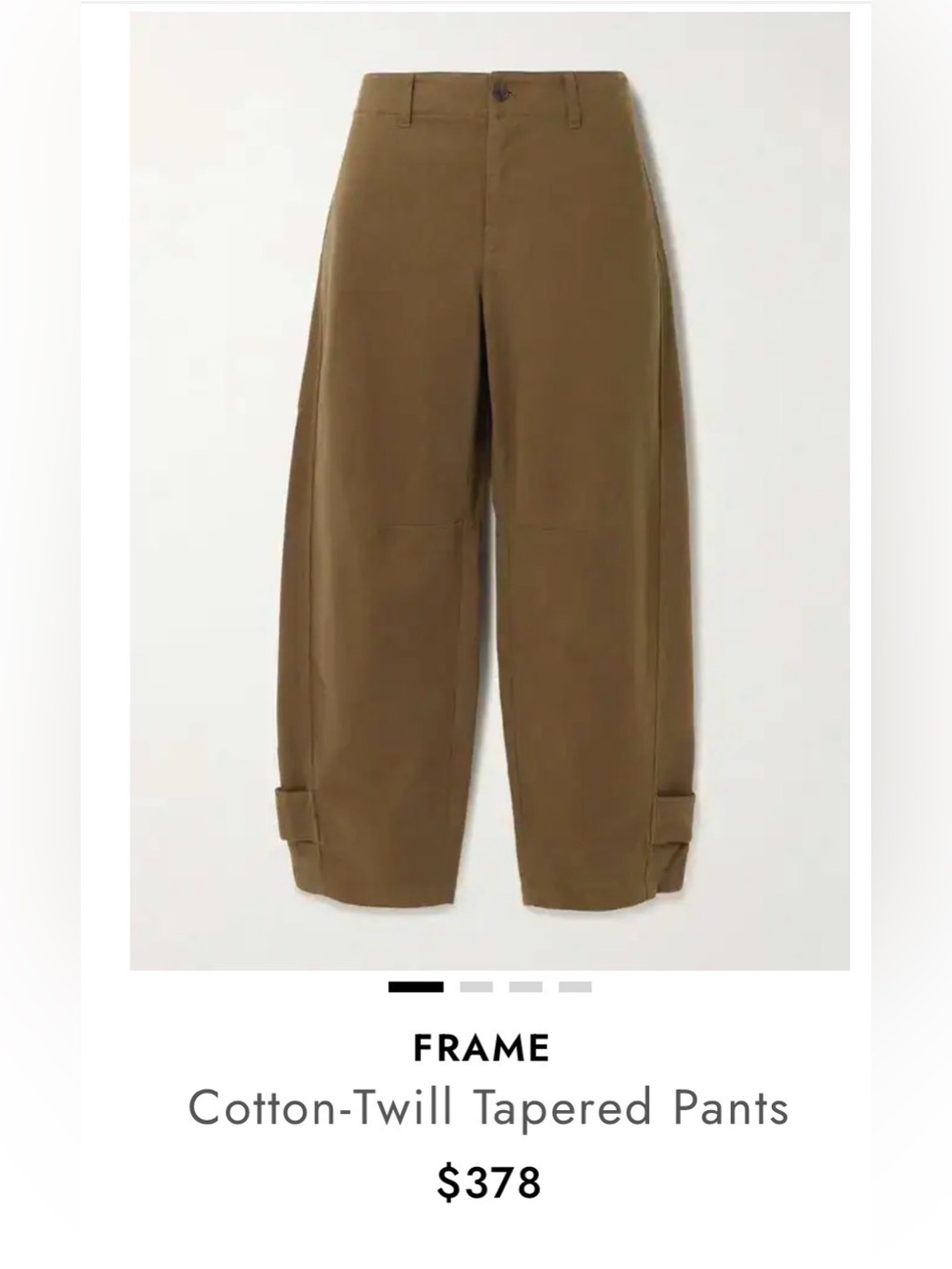 Frame Denim Cotton-Twill Tapered Pants in Olive